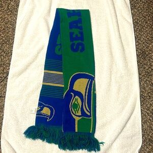 Seattle Seahawks NFL Football Double Sided Blue Green Scarf W/ Fringe Tassels